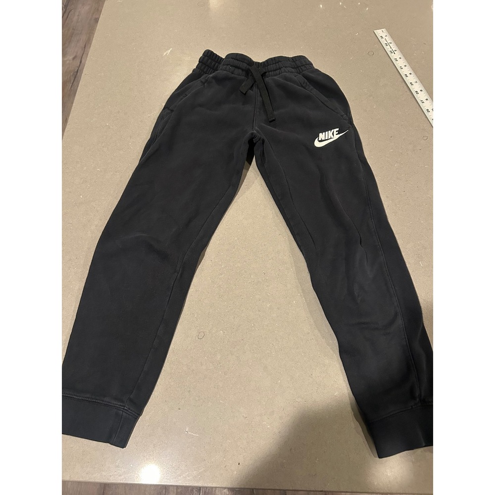 Nike Kids Small Black Fleece Sweatpants Joggers Elastic Waistband Logo